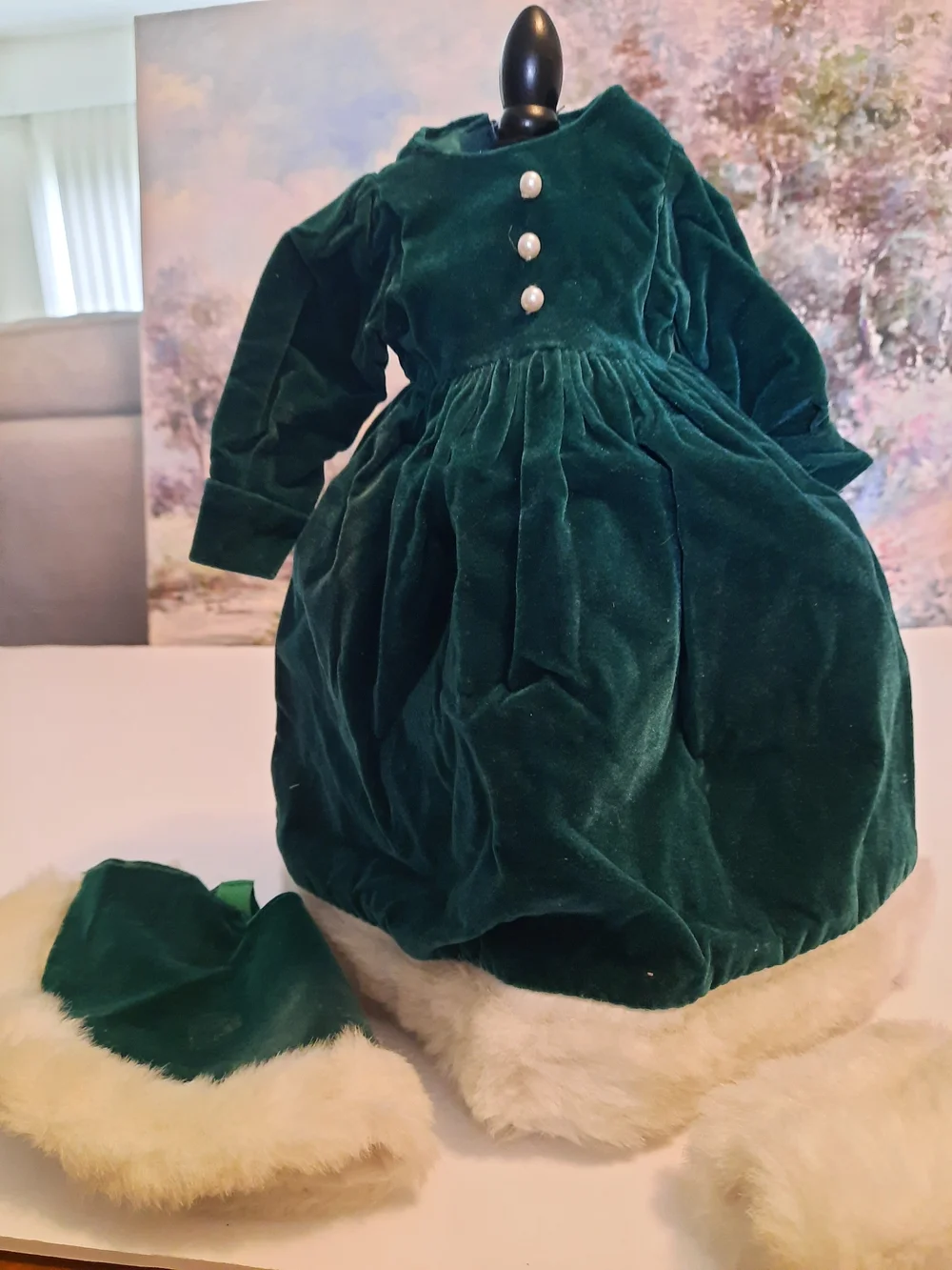 Green Velvet Holiday Doll Dress